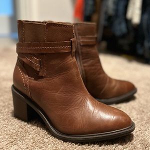 Clarks brown leather ankle boots